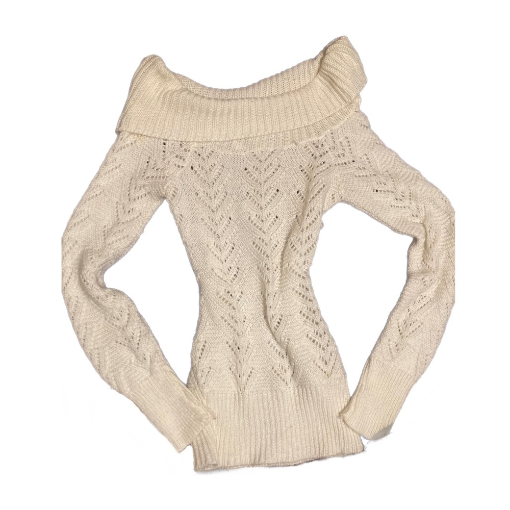 White Y2k off the Shoulder Sweater